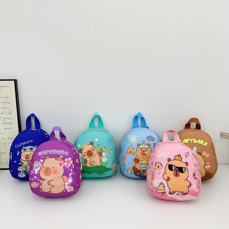 Kindergarten Small And Medium Class Baby Schoolbag Foreign Style Cute Printed Boys And Girls Backpack Kapibara Children'S Backpack
