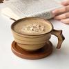 Vintage Ceramic Coffee Mug – Rustic Handmade Latte Cup with Bamboo-Style Design