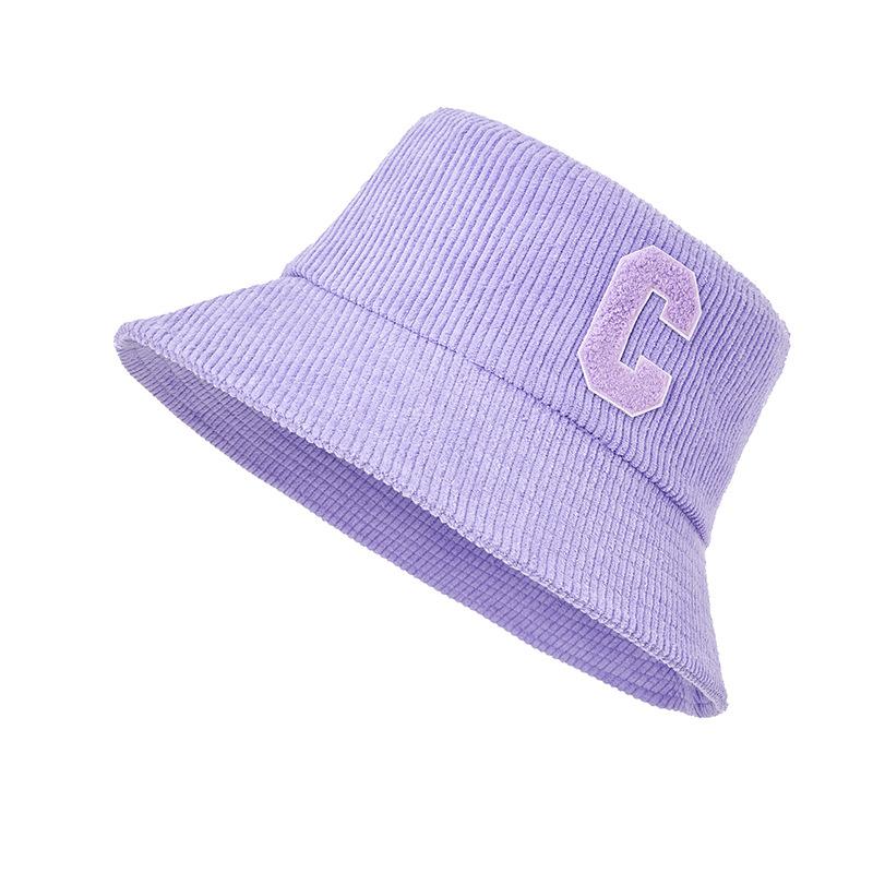 Spring and Autumn New Trendy Retro Letter Corduroy Bucket Hat for Men and Women Outdoor Wear Casual Sunshade Basin Hat