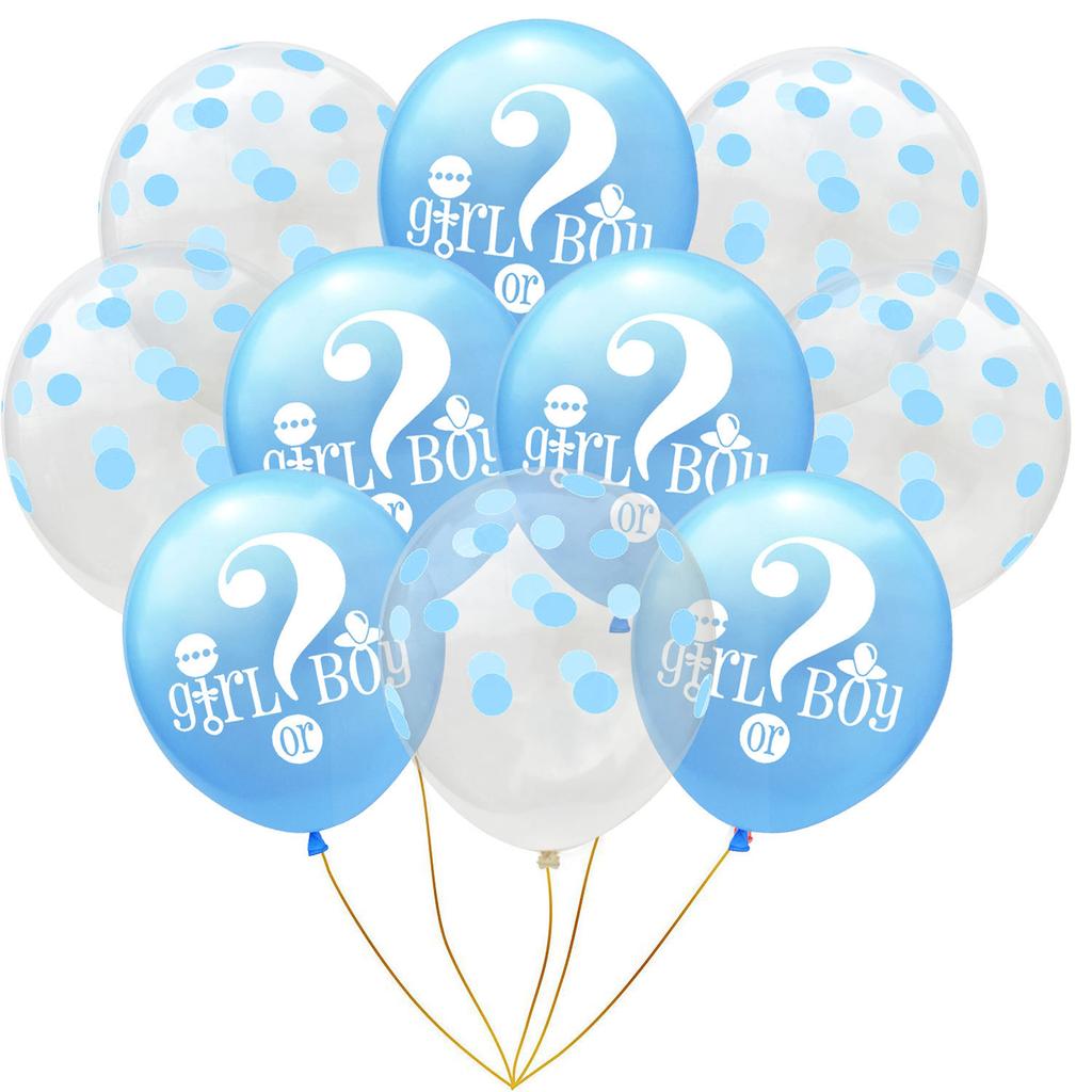 Gender Reveal He Or She Transparent Polka Dot Combination Balloon Gender Reveal Decoration 12 Inches