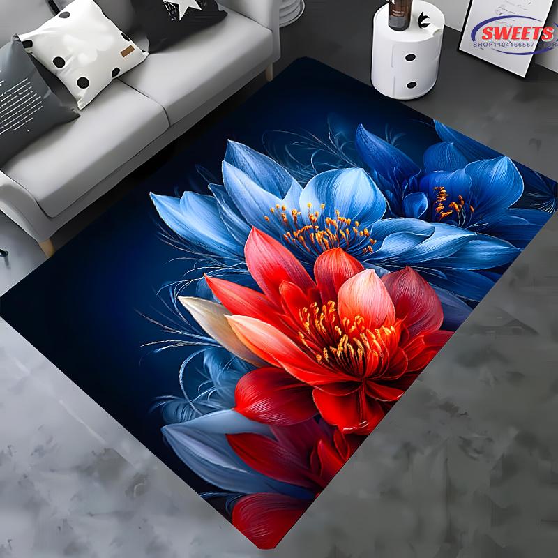 Rich Flower Theme Printed Carpet! Anti-slip Sound Insulation, Living Room Bedroom Entrance Door Mat Sofa Rug Next Day Shipping