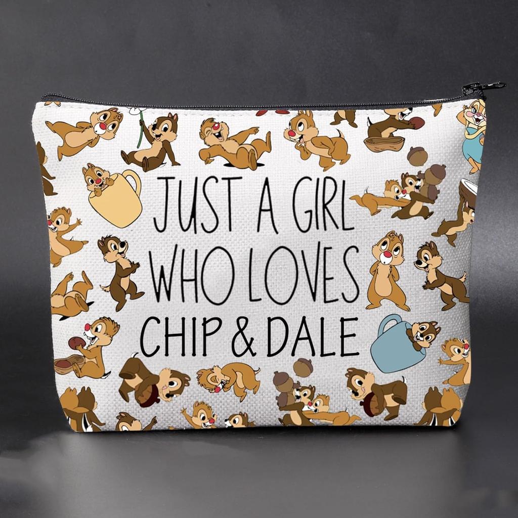 JNIAP CHIP& DALE Gift Cartoon Movie Gift Zipper Makeup Pouch Bag for Squirrel Lovers (C D)