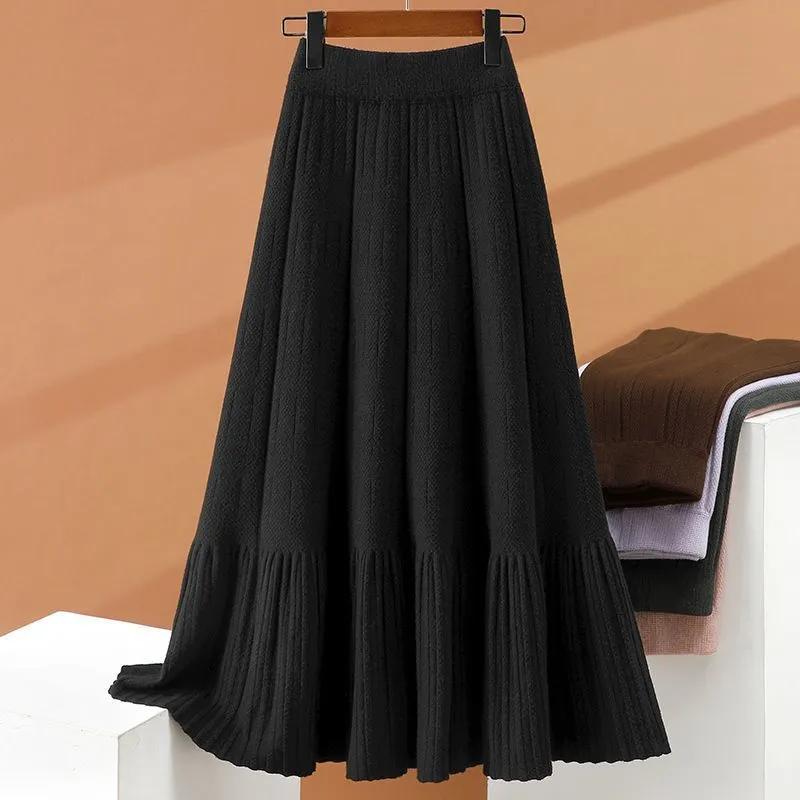 Rock für Damen Lässig Vielseitig Elastischer Hoher Bund Lange Weite Hose Dehnbar Slim Rock