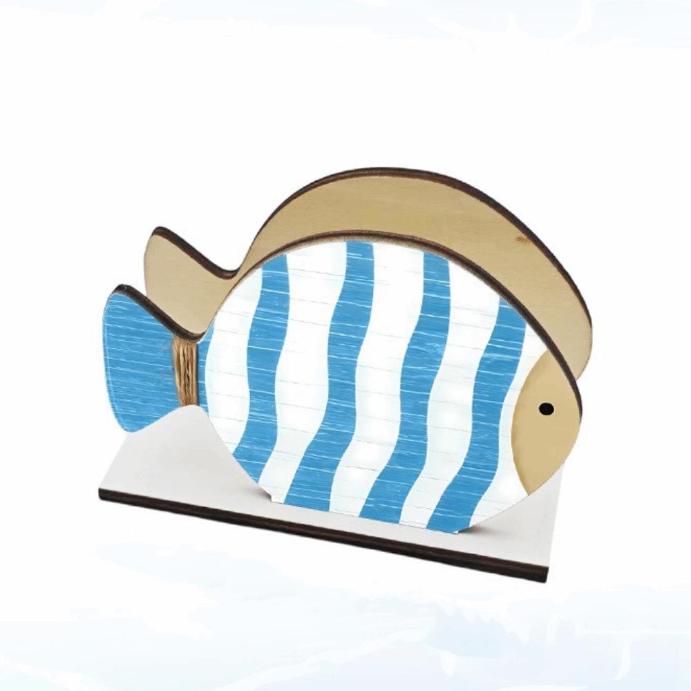 

Decorative Wooden Napkin Holder Fish Shaped Desktop Ornament Summer Ocean Tissue Holder Cafe Style D