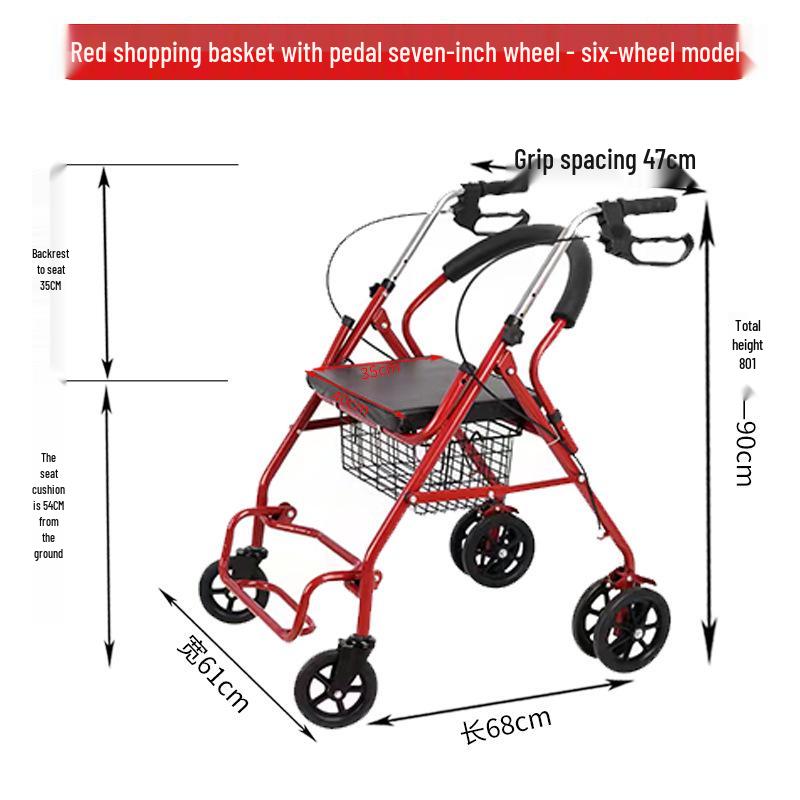 Rollator Walker with Seat & Basket for Elderly Mobility and Shopping