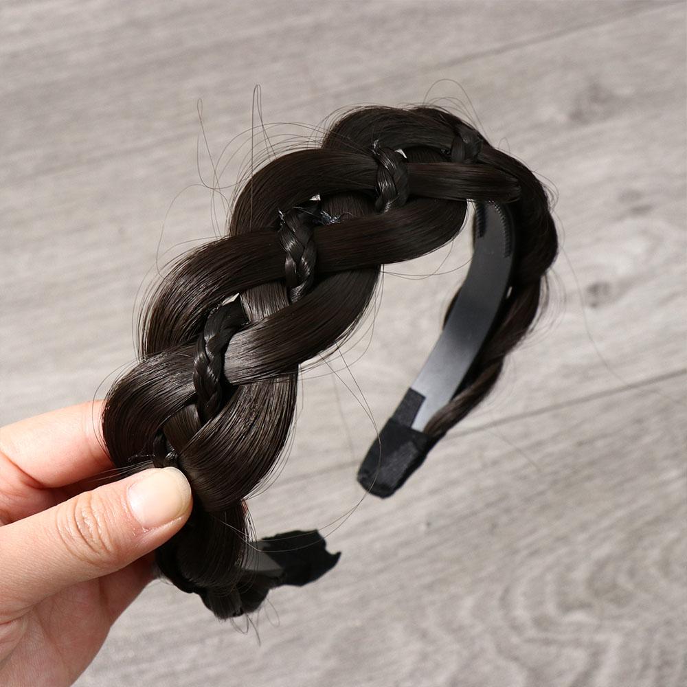 Non-slip Fishbone Braid Headband Wide Women Hair Hoop Twisted Wig Headband Daily Casual