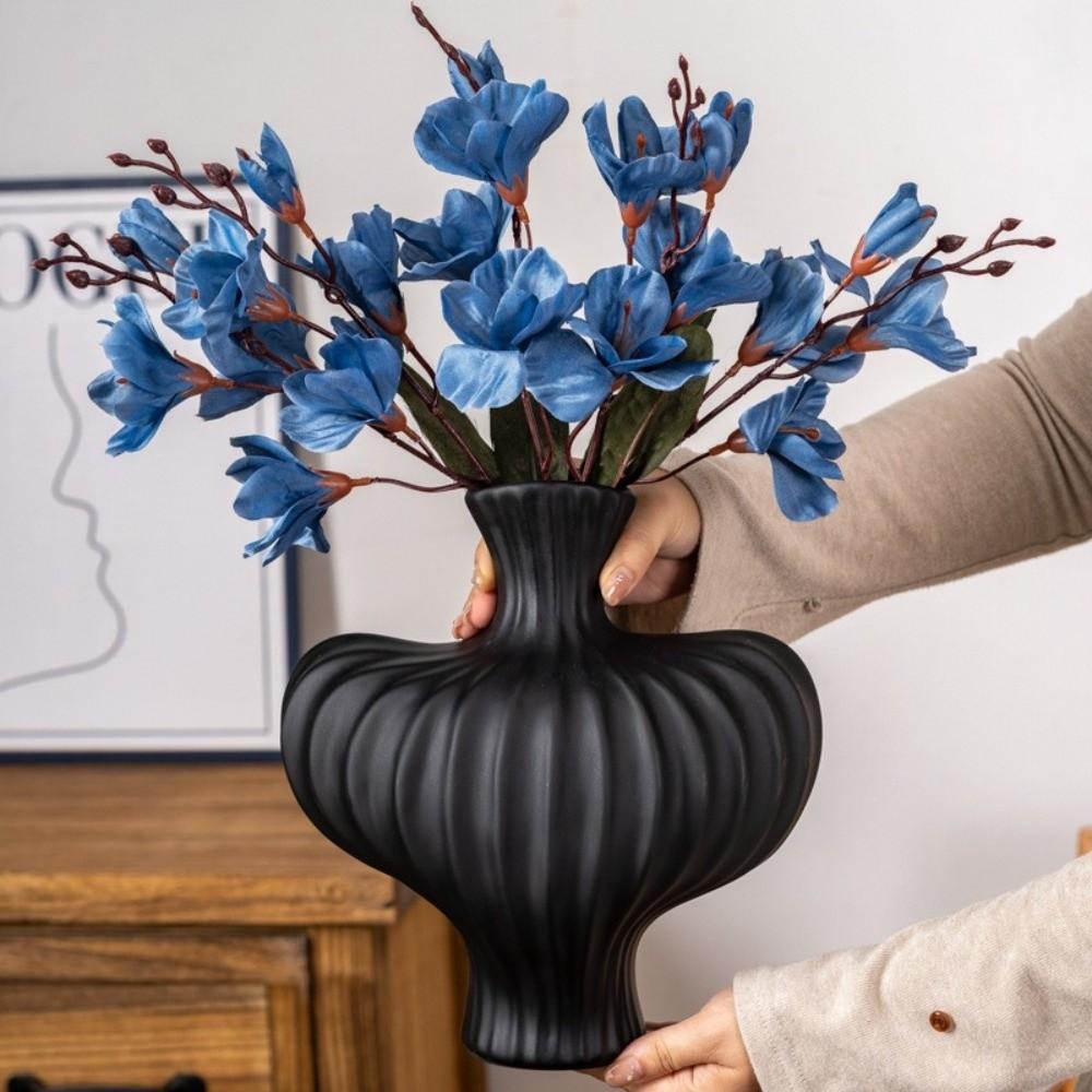 Plastic Irregular Shape Vase Solid Color High-end Water Cultivation Vase Desktop Decor Imitation Ceramic Flower Arrangement Vase