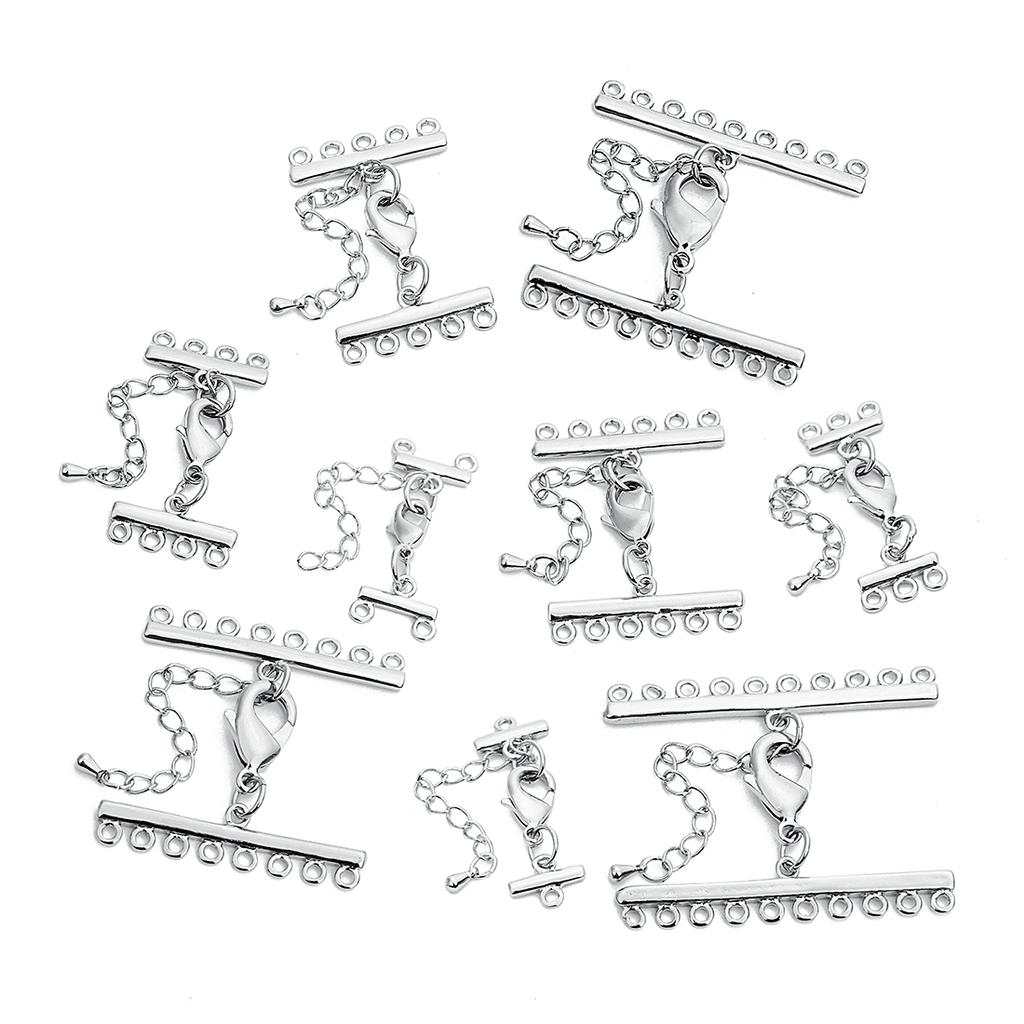 2sets Metal Lobster Clasps Extender Chain Copper Plated Multi Row Link Clasp Connectors For DIY Jewelry Making Necklace Bracelet