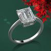 New Exquisite 925 Silver Rectangle Real Moissanite Rings for Women Wedding Luxury Jewelry