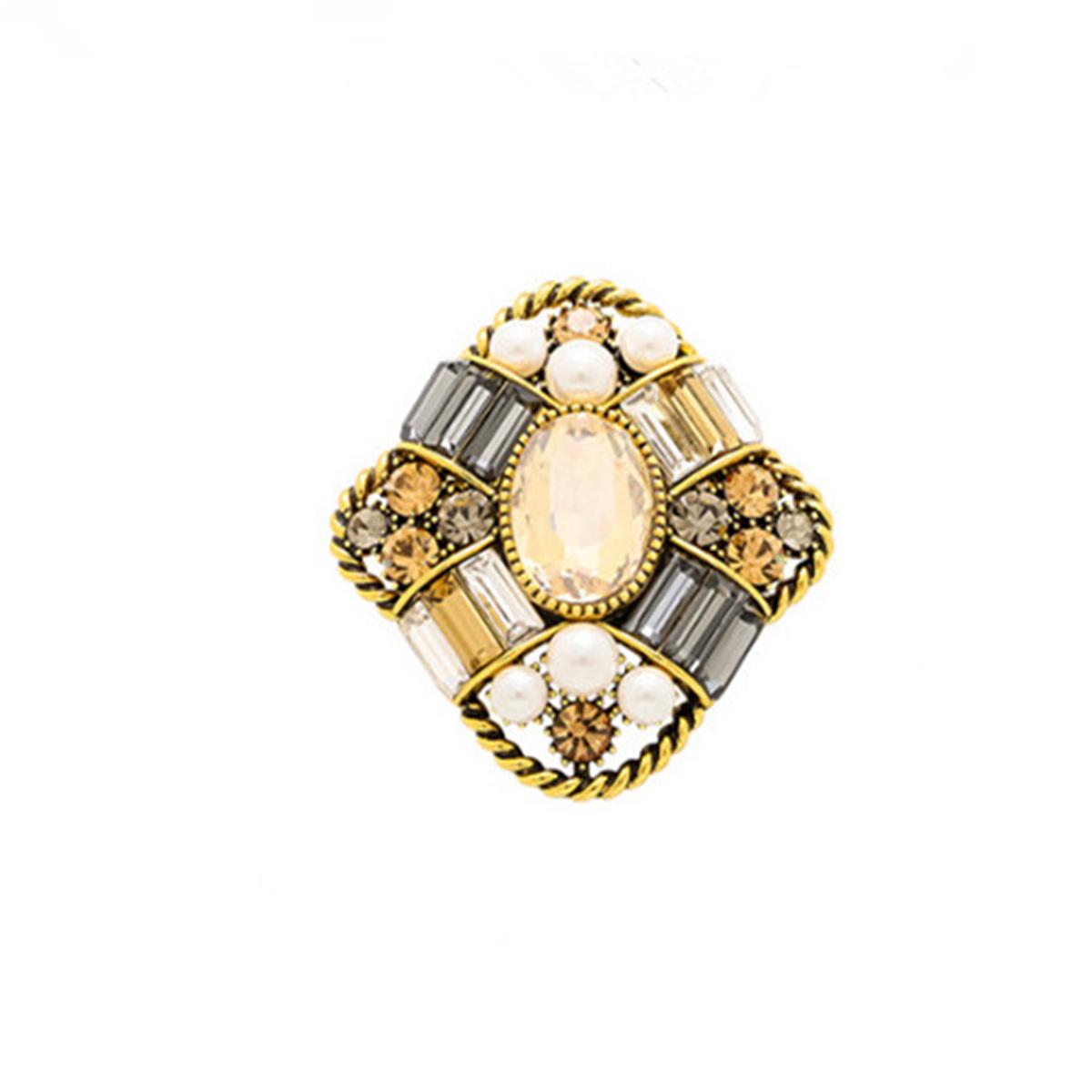 1Pc Korean Style Fashionable Square Geometric Brooch Pin Creative Retro Luxury Jewelry Accessories Party Trend Gift Wholesale