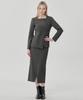 HYEYEONG KIM Cord Set Tailored H-Line Maxi Skirt - Charcoal Khaki