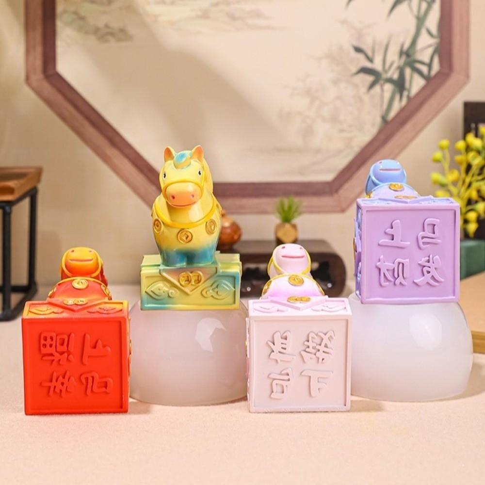 Resin Zodiac Horse Figurines Seal Shape Horse Mascot Collectible Desktop Ornament  Gift Giving
