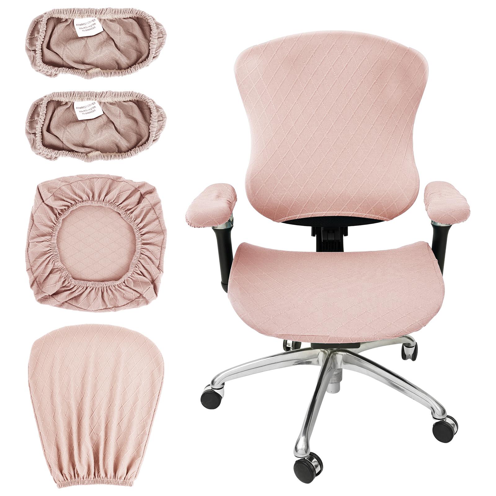

4Pcs Chair Cover Set Scratch Resistant Seat Protector Pet Hair Repellent for Swivel Office Chair Machine Washable розовый