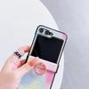 Leather Ring Gradient Color Fall Prevention Phone Case for Samsung Galaxy Z Flip 6 5 4 3  Flip5 Flip4 Flip3 5G Shockproof Cover