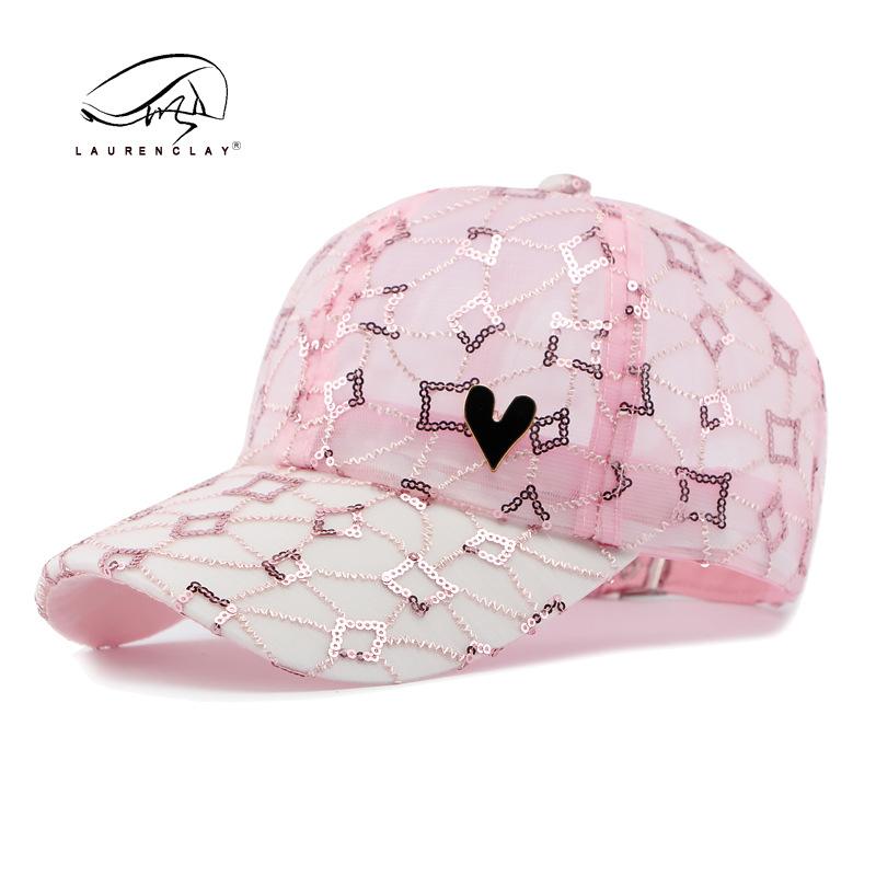 Fashion Hat Women's Personality Sequins Mesh Breathable Cap Summer Breathable Mesh Hardtop Baseball Cap Tide