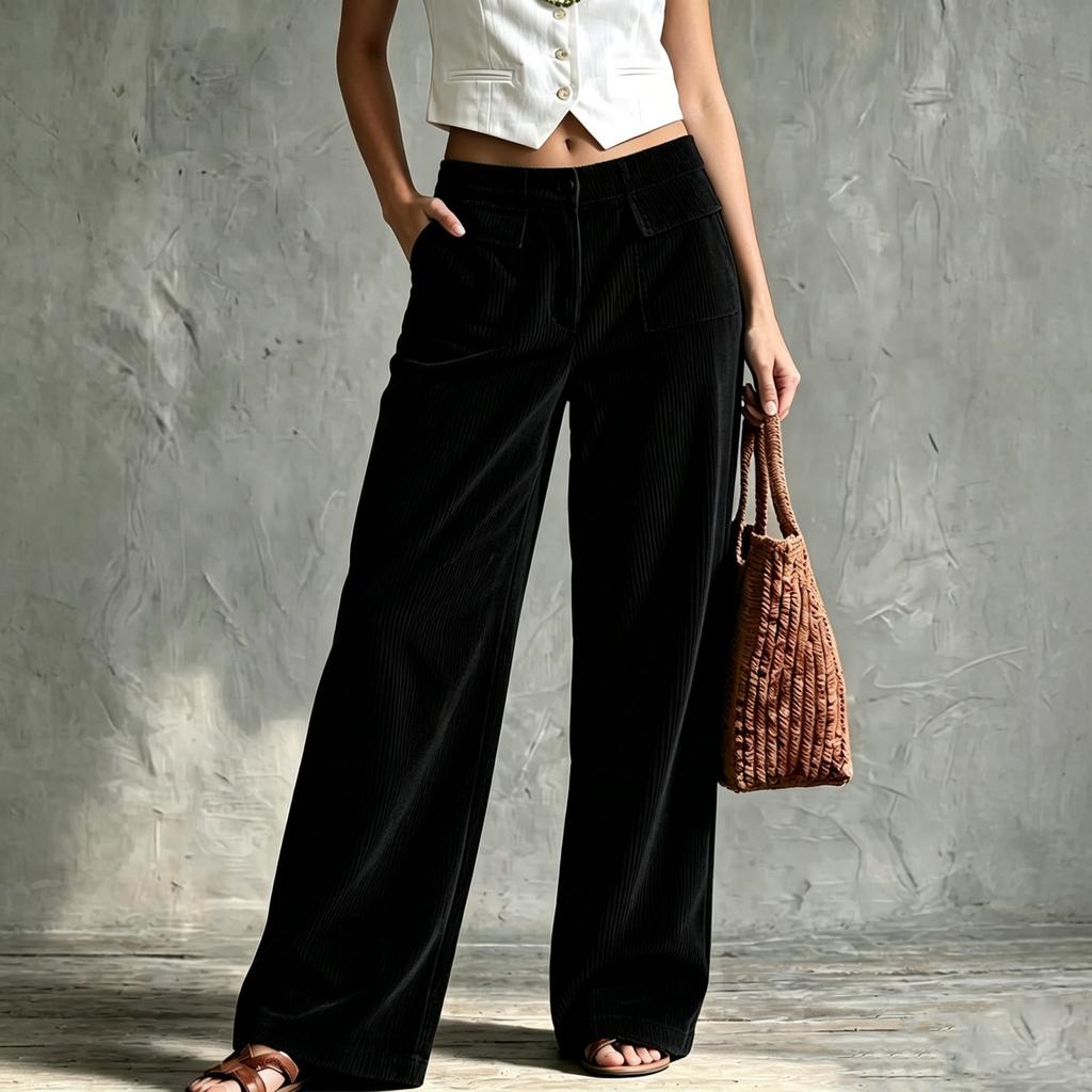 Women's Casual Loose Fit Wide Leg Pants Color Trousers for Everyday Wear