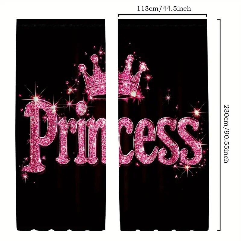 Glittering Crown Printed Curtains Pole Bag Bedroom Living Room Home Decoration Made Of Polyester Sitting Decor