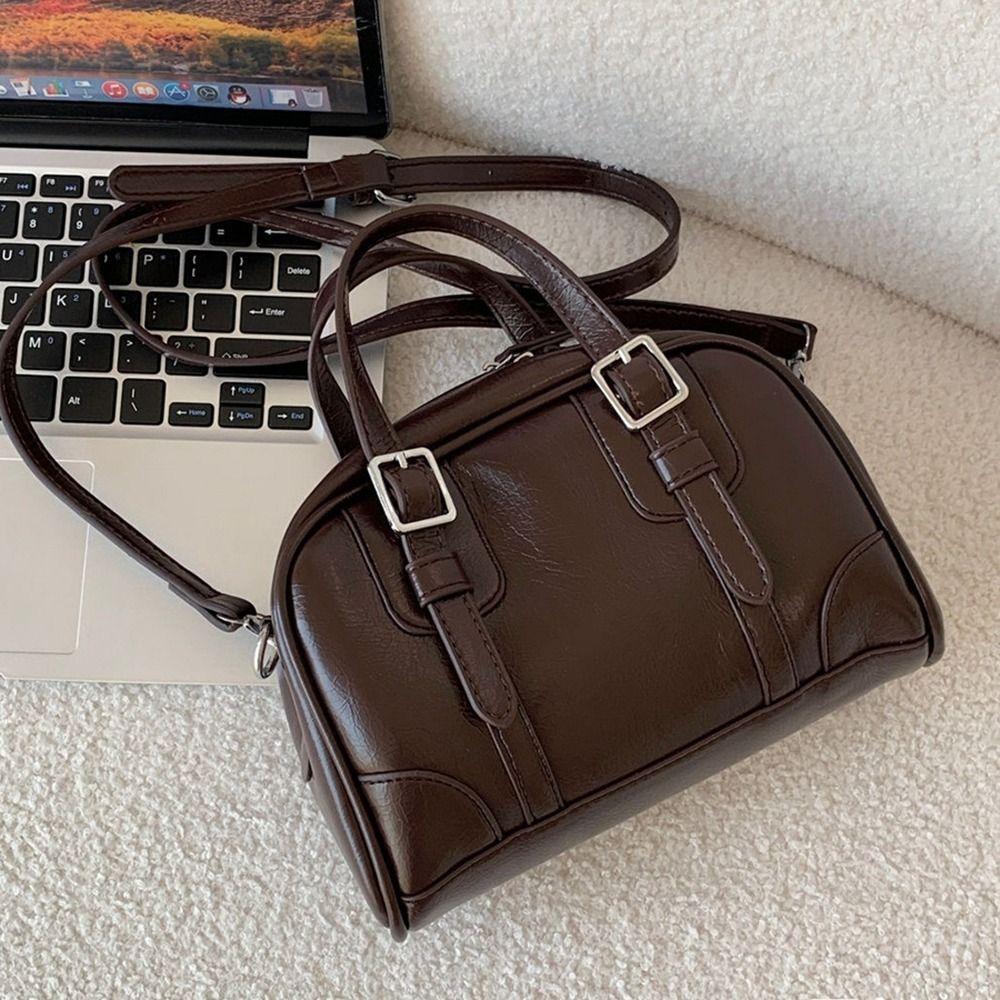 

Shoulder Bag PU Bowling Bag PU Leather Boston Bag Elegant Retro Handbag Outdoor
