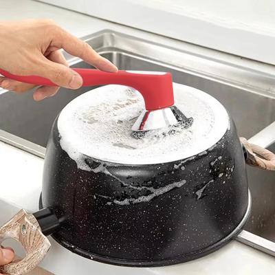 Époussetoir en Laine d'Acier Brosse à Vaisselle avec Manche, Ensemble Épurateur Métallique Nettoyage en Profondeur, Épurateur à Vaisselle, Épurateurs Métalliques pour Nettoyer la Vaisselle