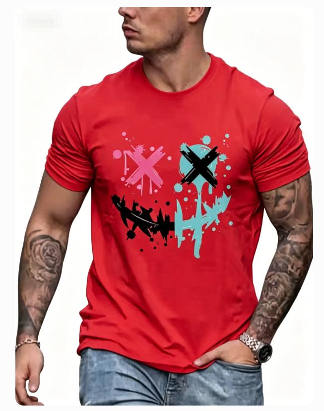 Summer Unisexs Cotton Casual Loose Size Graphic Line Print Round Neck Short Sleeve Tshirt Top Moisture Wicking Breathable Tshirt
