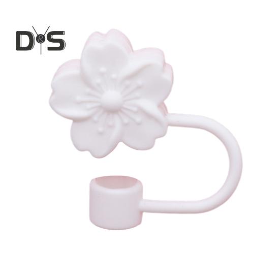 Silicone Flower Straw Cap 10mm Diameter Cute Straw Topper Dust-Proof Drinking Straw Covers Cap Reusable Straw Tips Lids Gift for Party Decor