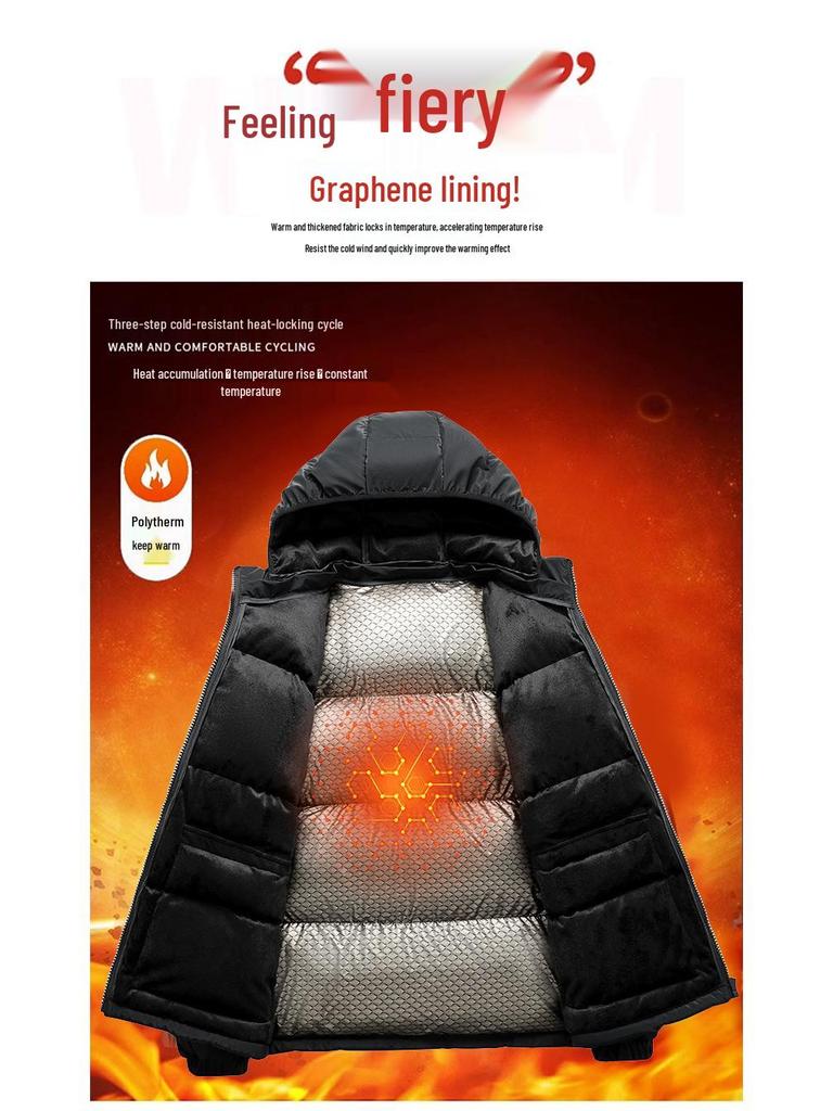 2025 Men's Winter Slim Fit Cotton Jacket with Removable Hood, Korean Style, Ribbed Trendy Design