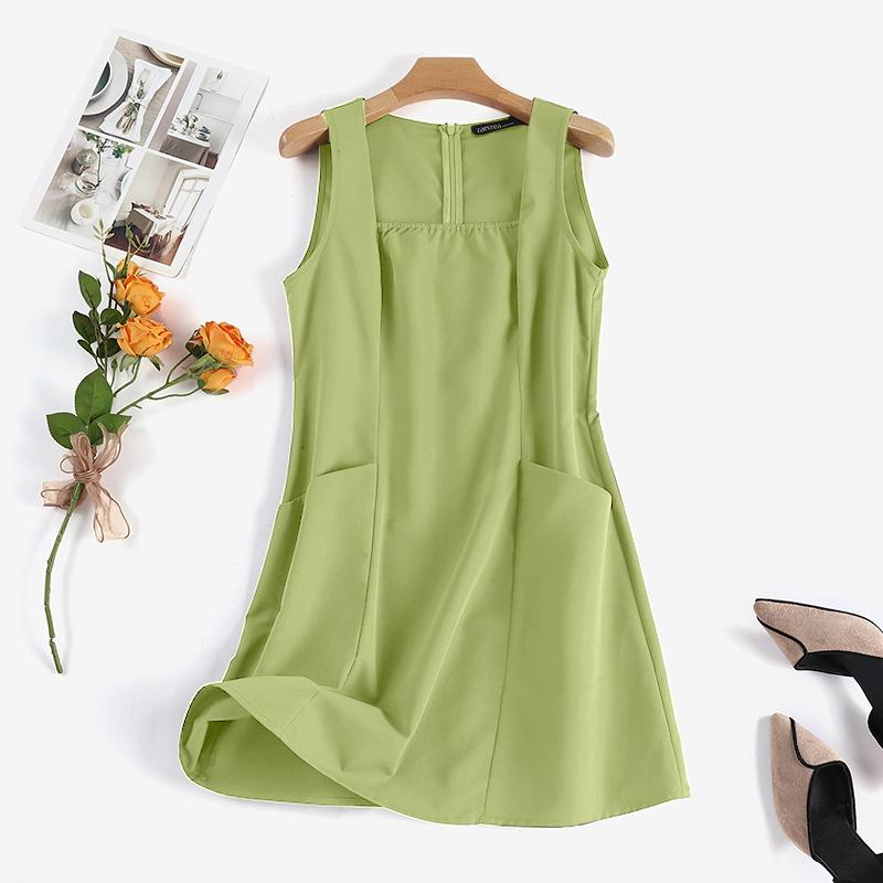

ZANZEA Women Summer Square Collar Casual Sleeveless Short Dress L