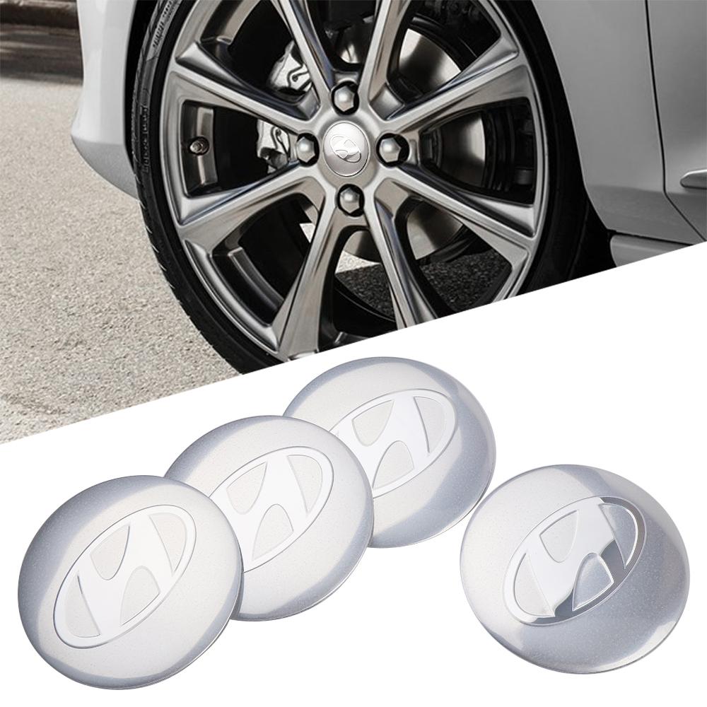 4PCS Auto Hubcap Decals Car Wheel Center Hub Caps Covers Stickers Accessories For Hyundai i30 Tucson i20 Creta HB20 Elantra Kona Y7