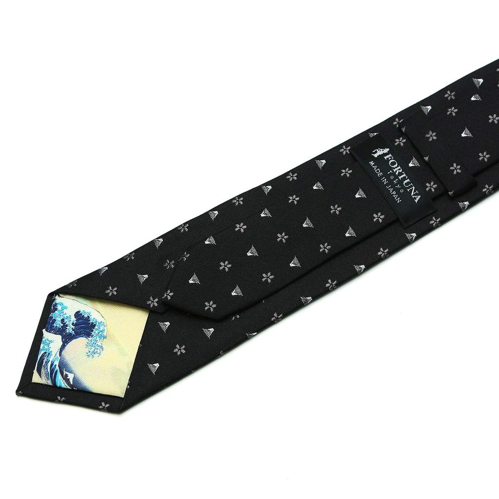 [Fortuna Tokyo] Krawatte 18. Hokusai Nishijin-ori Krawatte Herren FT-T18 Schwarz, Breite 7cm, Länge 142cm