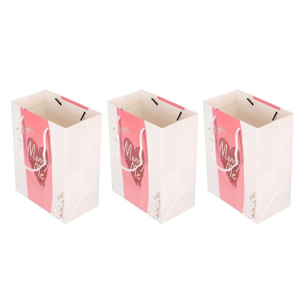 12Pcs Gift Bags Marry Me Heart Pattern Rose Gold Letters Soft Handle Reusable Party Bags for Wedding Engagement