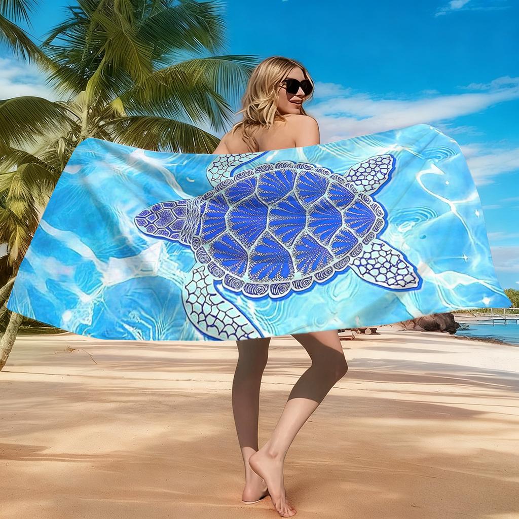 Waves and Sea Turtles Beach Towel Quick-drying Super Absorbent Suitable for Swimming Beach Pool Gym Summer Gift for Friends