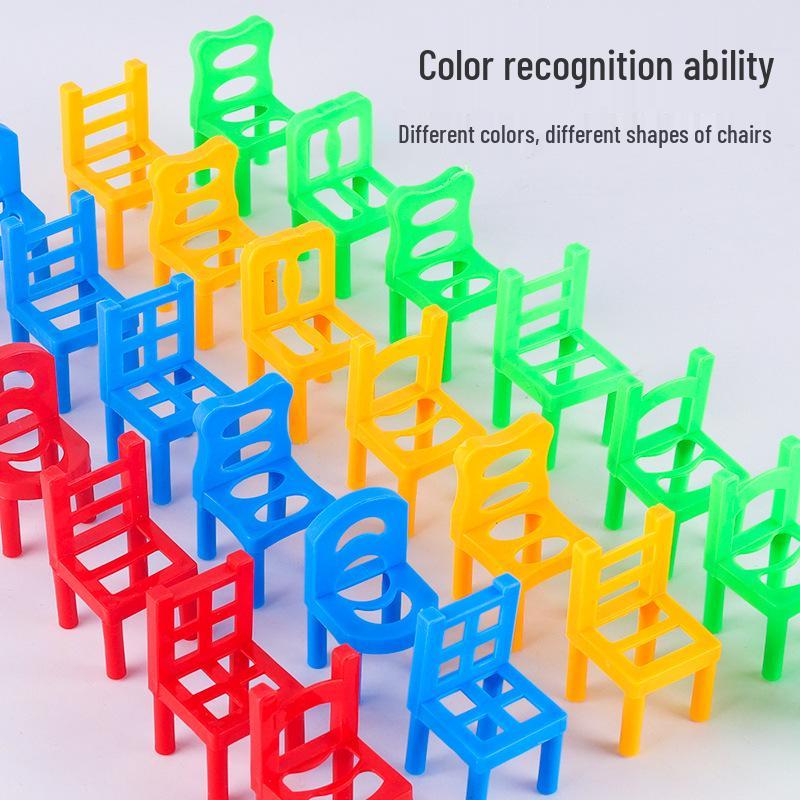 Kindergarten Stacking Chairs & Building Block Educational Toy for Parent-Child Balance Training