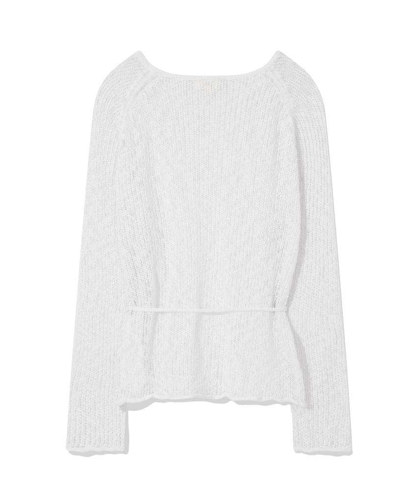 COVERNAT WOMAN Crochet Round Neck Knit White