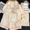 Korean-Style Plus Size Pajama Set for Women - Cute Internet Celebrity-Inspired Design with Chest Pads, Spring/Summer Loose Fit, High-End Feel, 3-Piece