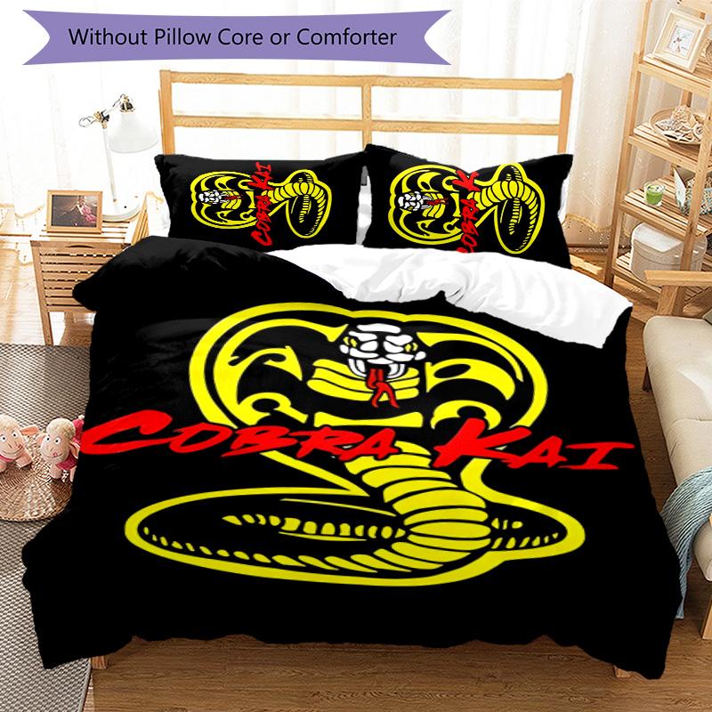 Cobra Kai 3pcs Bedding Set Duvet Cover Closure Includes 1 Duvet Cover & 2 Pillowcases for All Seasons Bedroom Home Dorm Decor