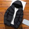 Winter Men Parkas Padded All Match Solid Color Long Sleeve Zipper Hood Jacket