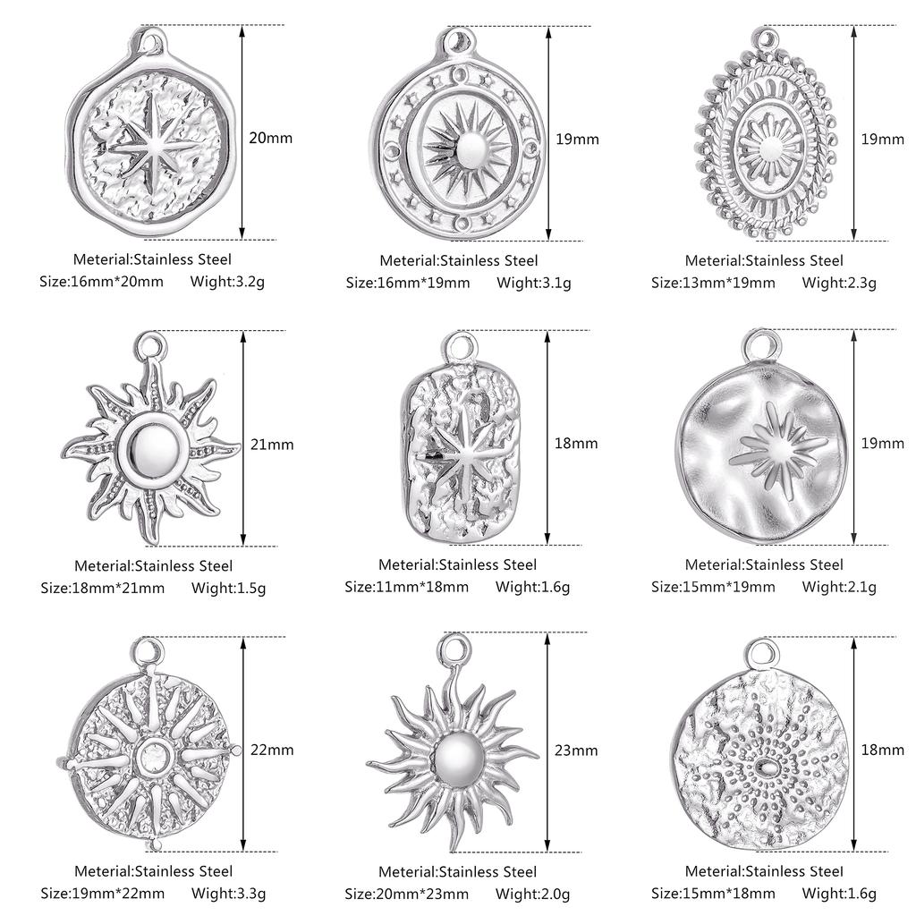3pcs/Lot Stainless Steel Casting Sunburst Sun Moon Star Charms Pendant For DIY Necklace Bracelet Earrings Jewelry Accessories