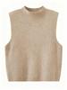 Women's Slim-Fit Sleeveless Knit Vest with Half-High Collar