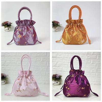 Retro Embroidery Silk Drawstrings Handbags Flower Storage Bags Casual Wallets Jewerly Packing C B7E4