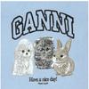 Ganni Animal Logo Print Women Short Sleeve Tee T4278 570