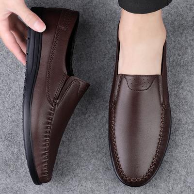 Neue Herrenschuhe Frühling und Herbst Echtes Leder Herren Jugend Business Casual Lederschuhe Slip-on Bequeme Low-Top Pumps Gommino