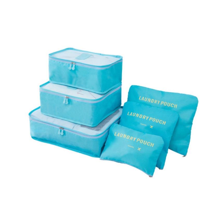 Qx Oxford Cloth Travel Storage Bag Suitcase Set Of 6 For Clothes And Underwear