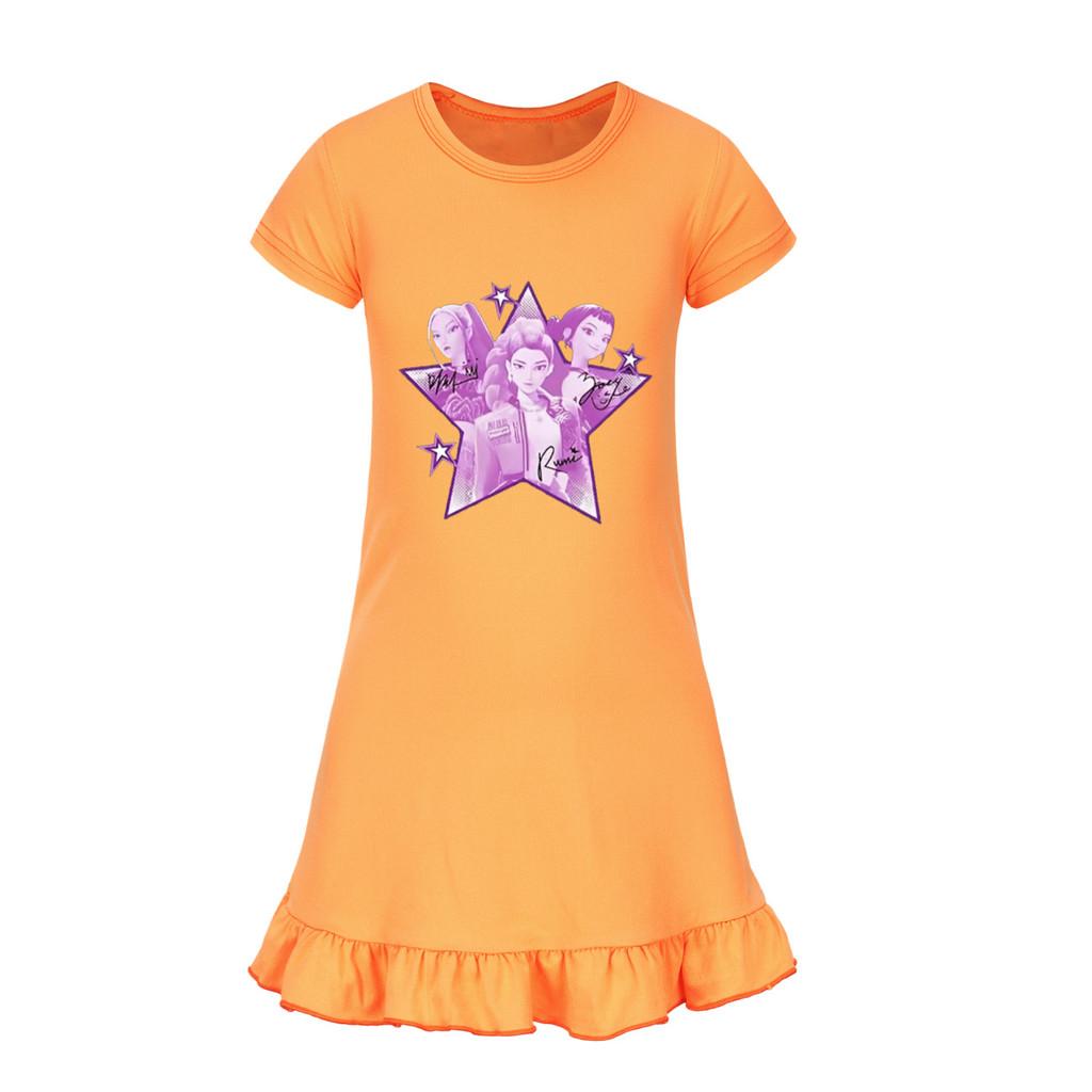 5168 Kids Girls Mira Zoey Rumi Printed Ruffle Short Sleeves Casual Dress