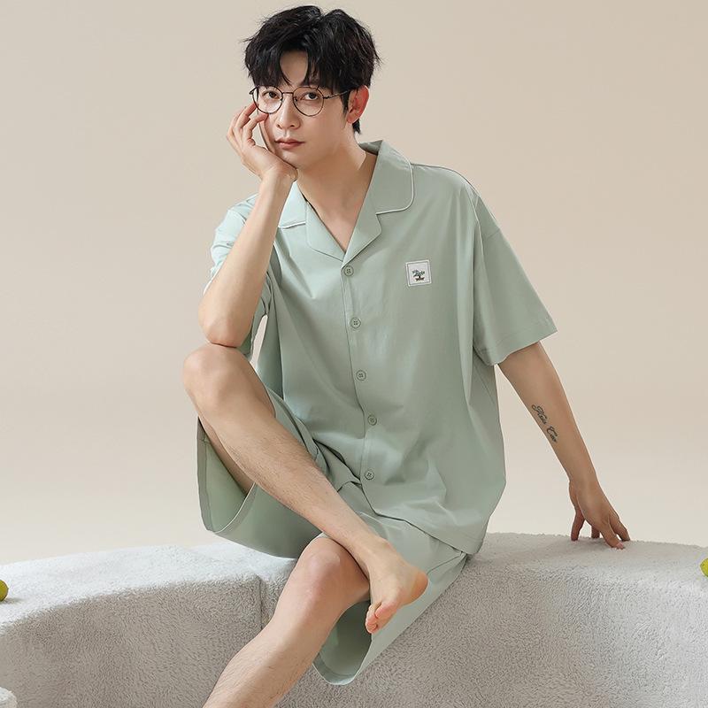 

Men s Korean Style Modal Pajama Set - Short Sleeve, Cool, Plus Size Summer Homewear XL (125-150 kg)