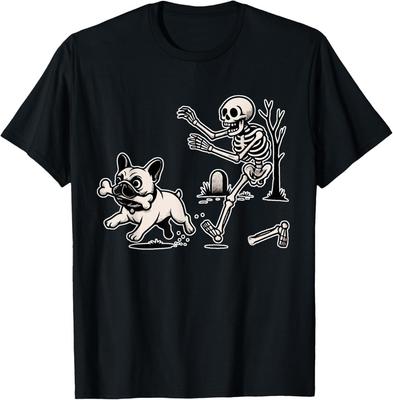 Funny Halloween French Bulldog Skeleton Spooky Season T-Shirt