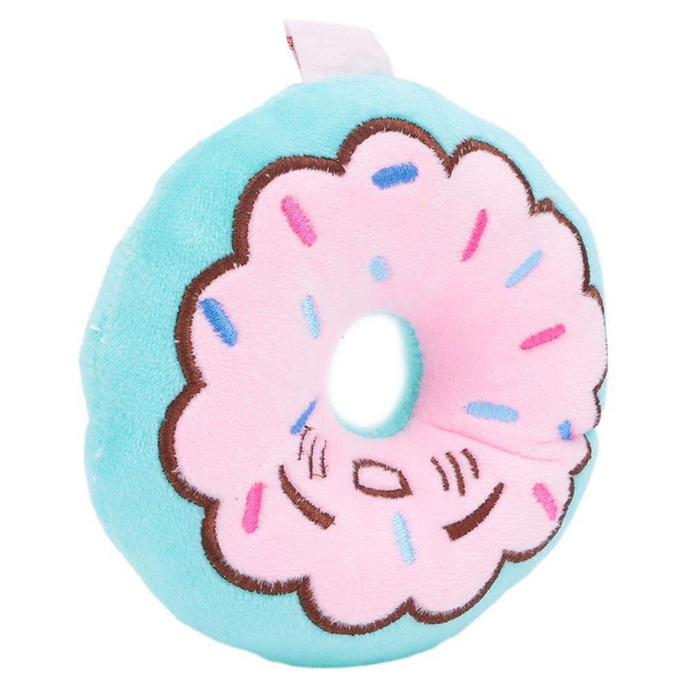 Brinquedo de Cachorro Donut Recheado de Pelúcia Squeaker Dentro Brinquedo de Animal de Estimação de Pelúcia Brinquedo de Cachorro em Forma de Comida Mastigação Diária