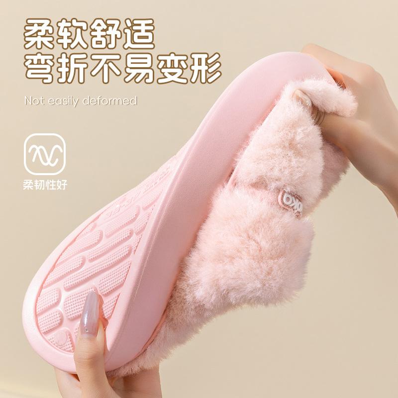 velvet cotton slippers home cotton mop autumn and winter indoor home non-slip couple slippers shoes bag head shoes