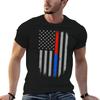 Thin Red Blue Line American Flag T-Shirt T Shirts with Prints Man T Shirt Luxury T-Shirt