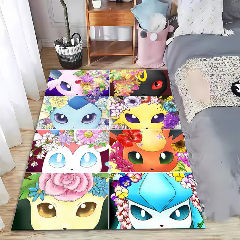 Japanese Anime Pokemon Pikachu Eevee Large Area Rug 3D Carpet Home for Living Room Kids Bedroom Sofa Doormat Children Floor Ma 40cm x 60cm