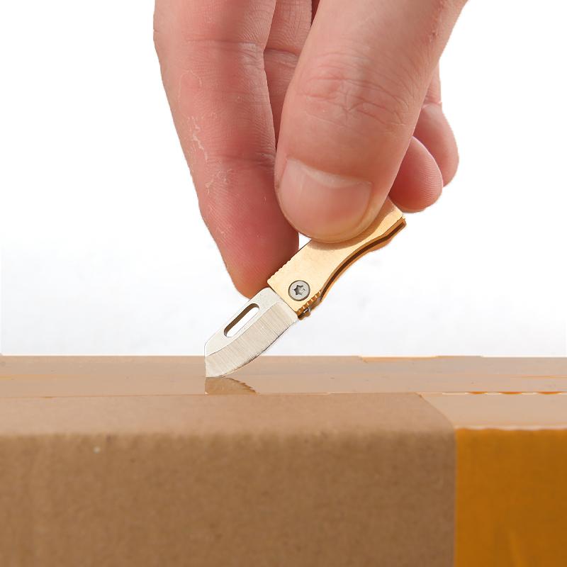 Brass MINI Folding Knife Portable Unboxing Small 7Cr Steel Blade Keychain CS GO Hanging Outdoor Camping EDC Knife
